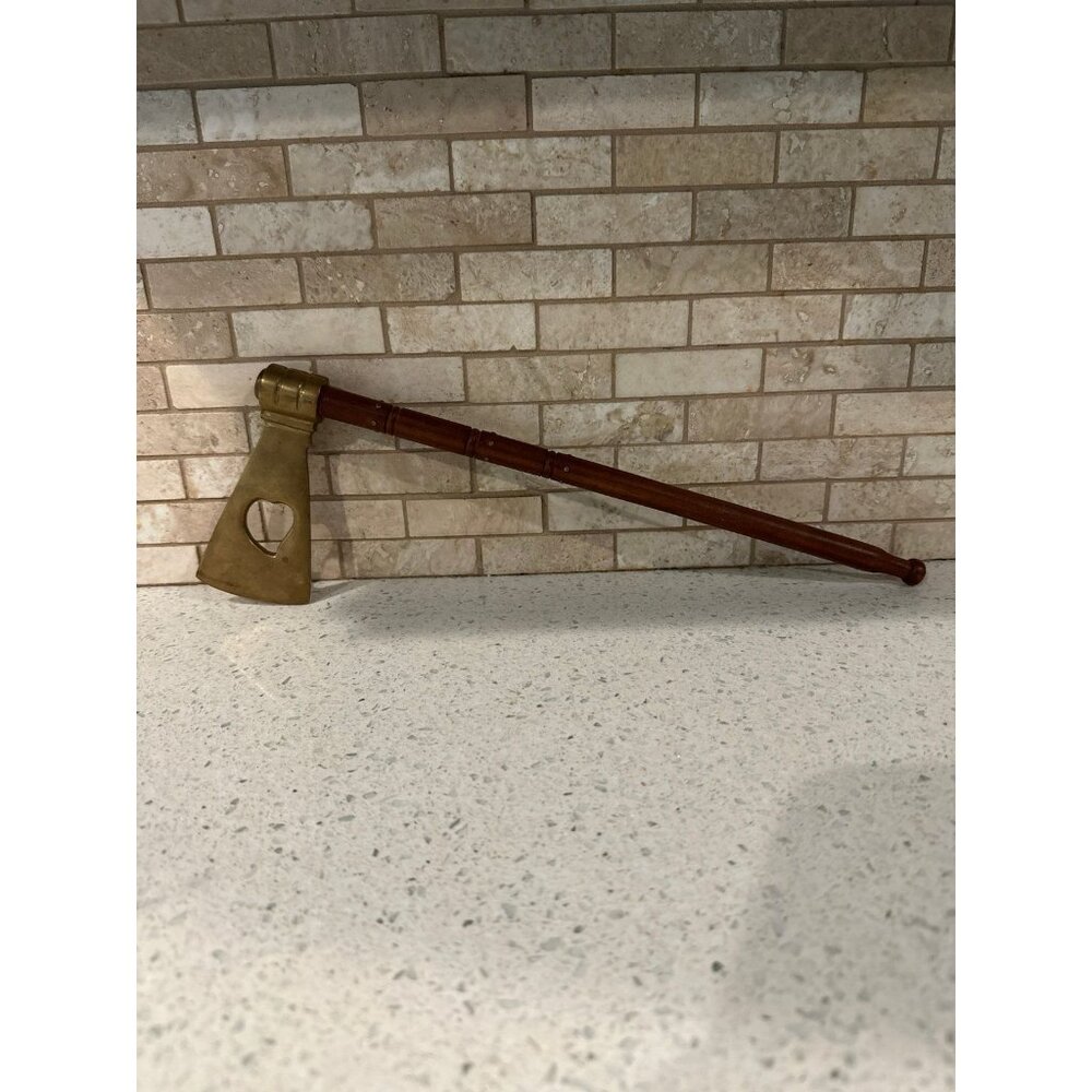BRASS & WOOD‎ HEART AX 14" TOMAHAWK AXE HATCHET REPLICA
